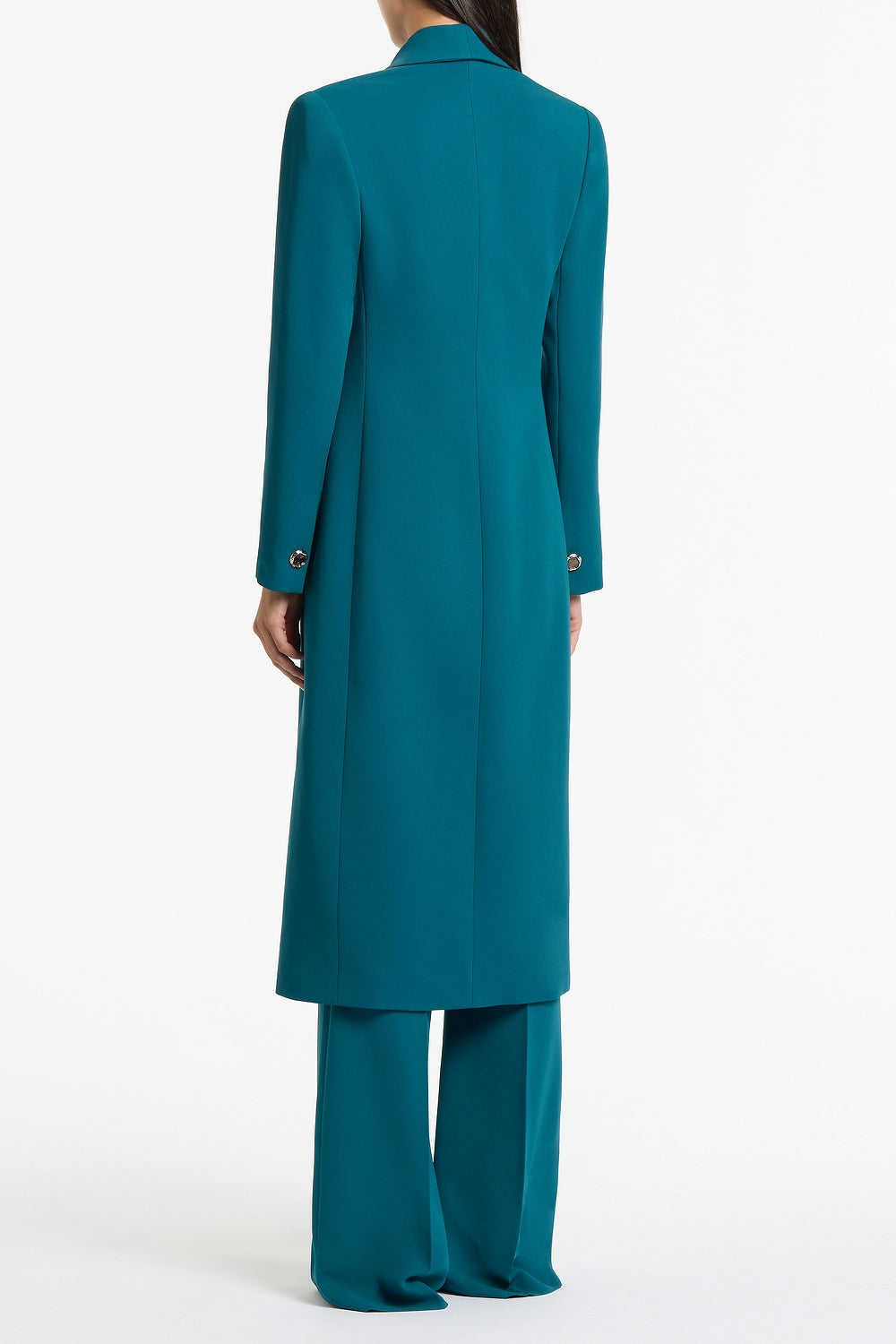 Carla Zampatti Serpentine Crepe Shawl Collar Coat (Green)