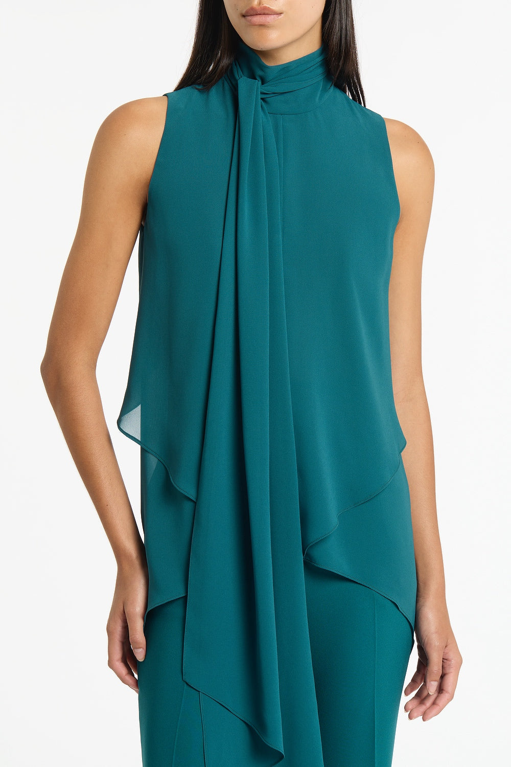 Carla Zampatti Serpentine Georgette Tie Top (Green)