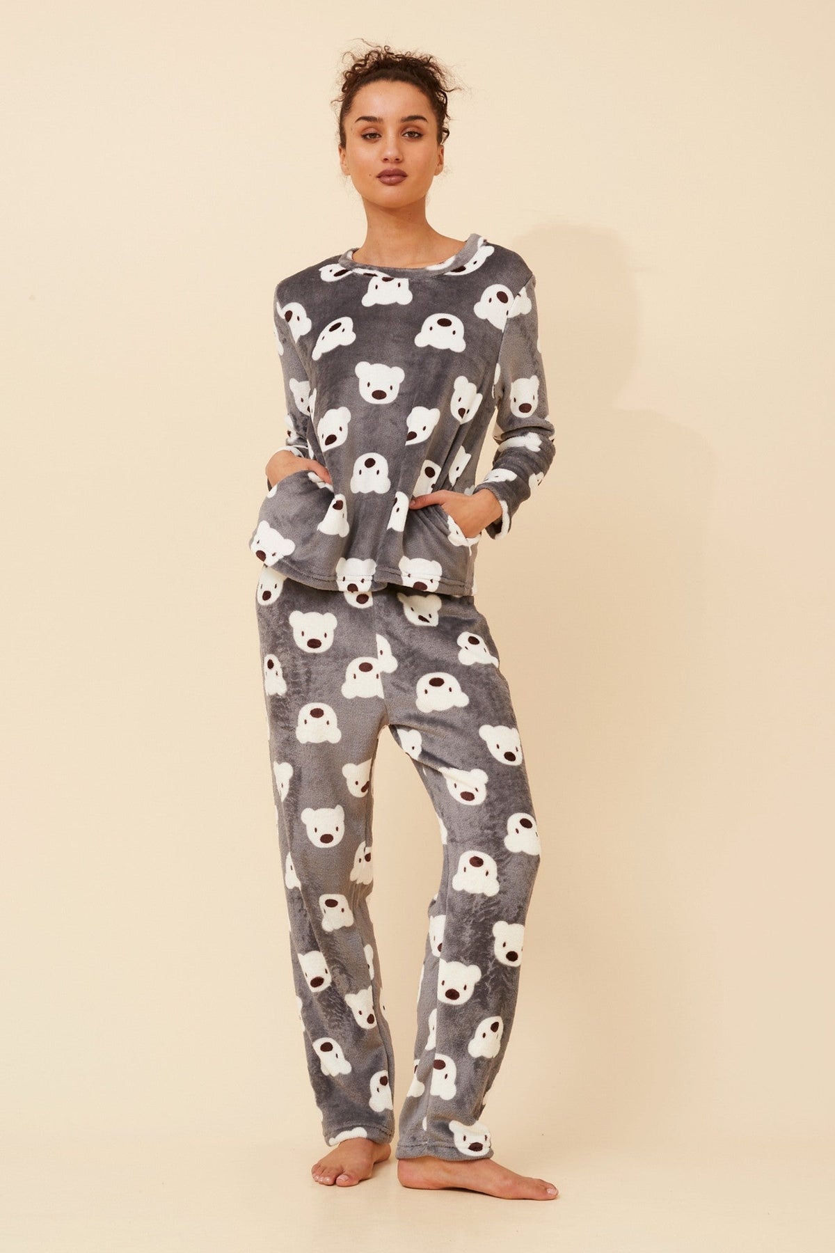 BEAR PLUSH PYJAMA SET (Charcoal)