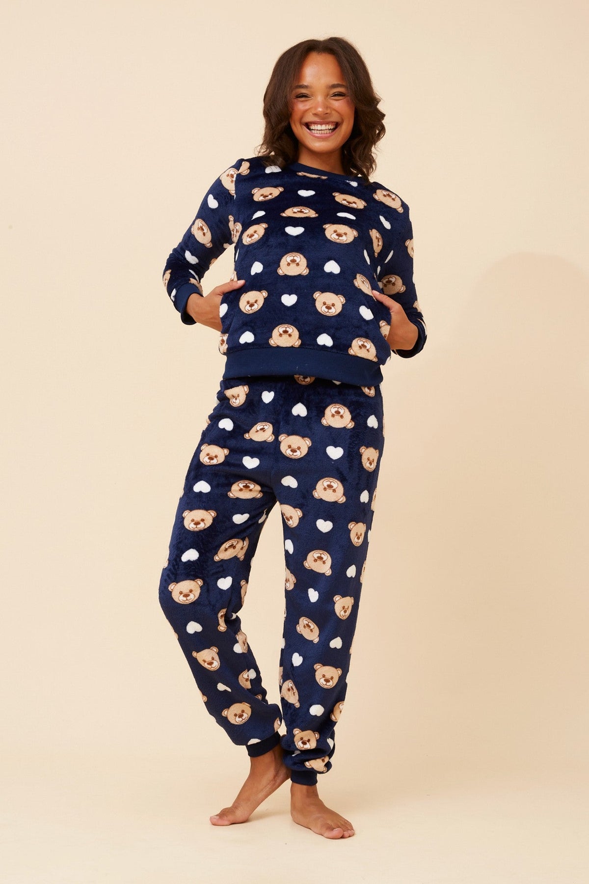 KENNY BEAR PRINT PYJAMA SET (Navy)