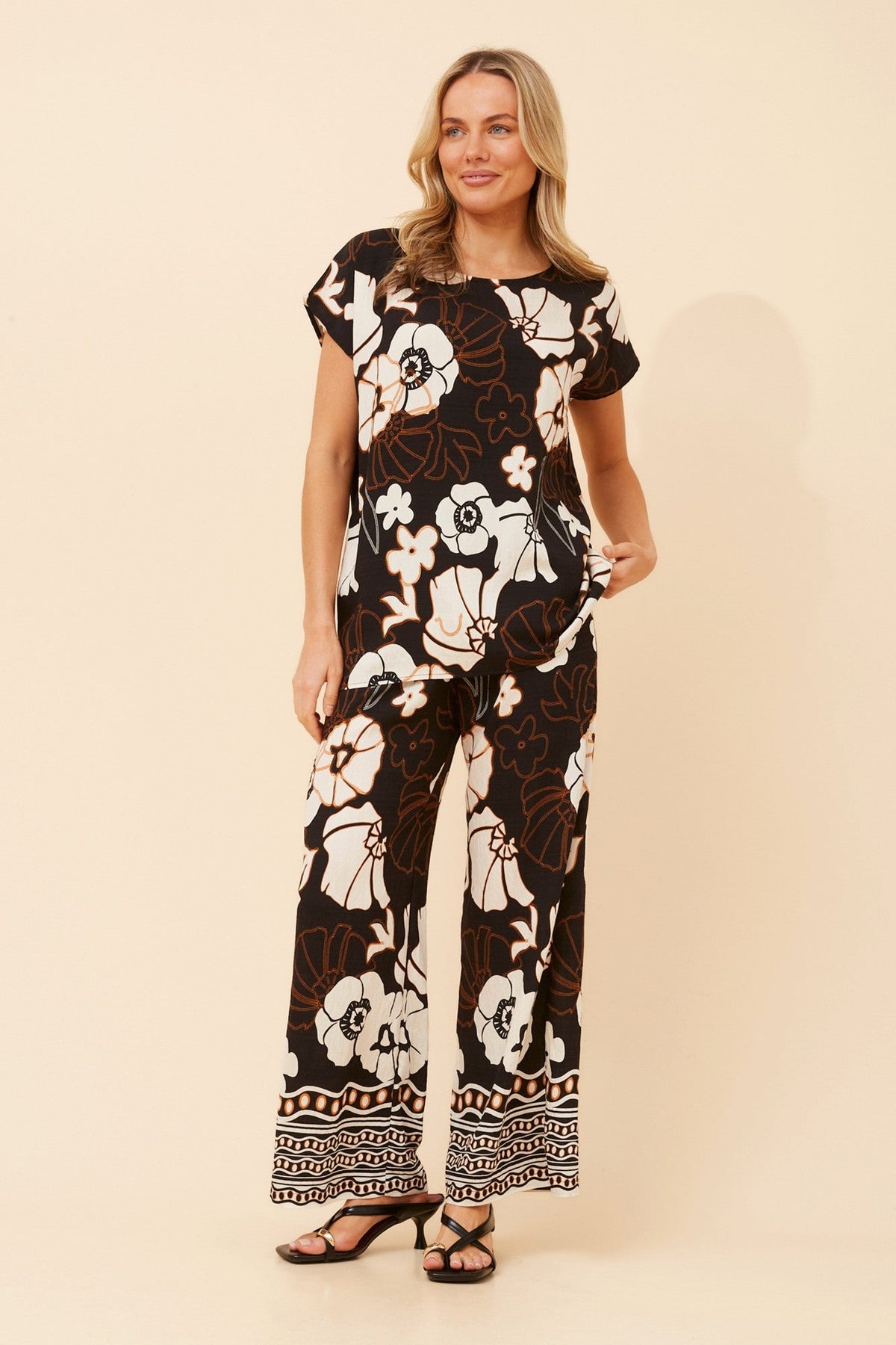 RAILEY FLORAL TWO-PIECE SET (Black)