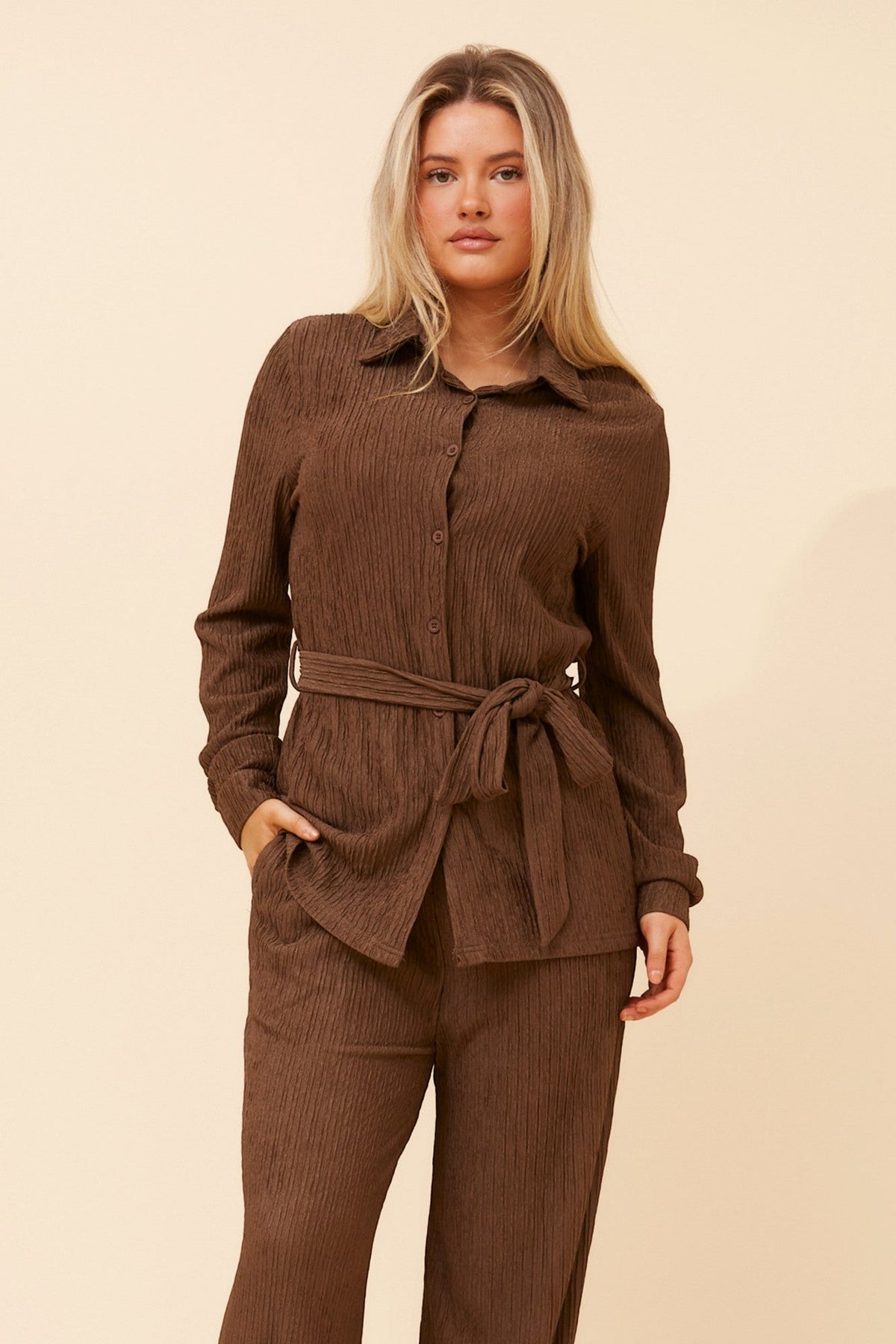 QIANA SOLID TWO PIECE SET (Chocolate)