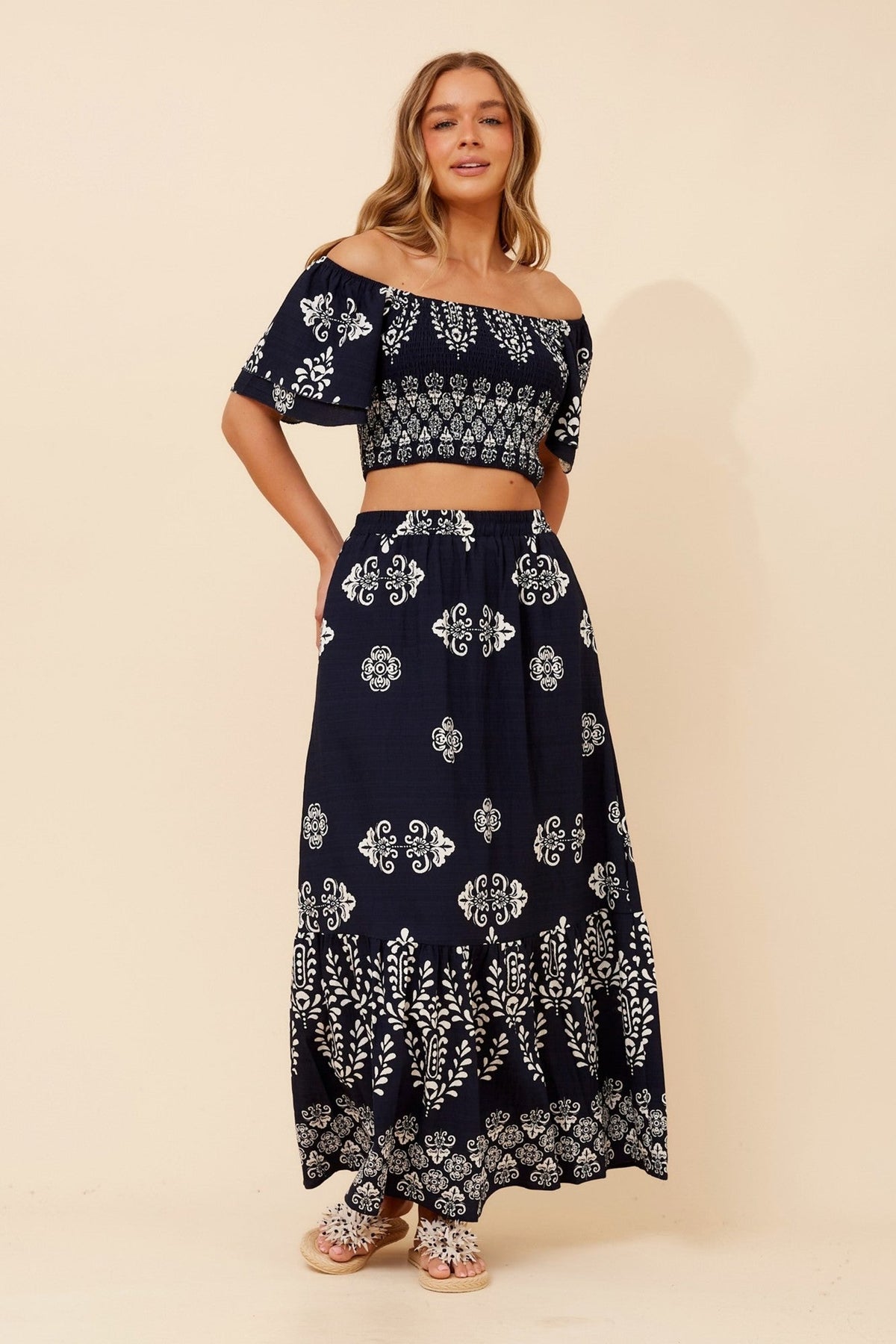 RIELLE BORDER PRINT SET (Navy)