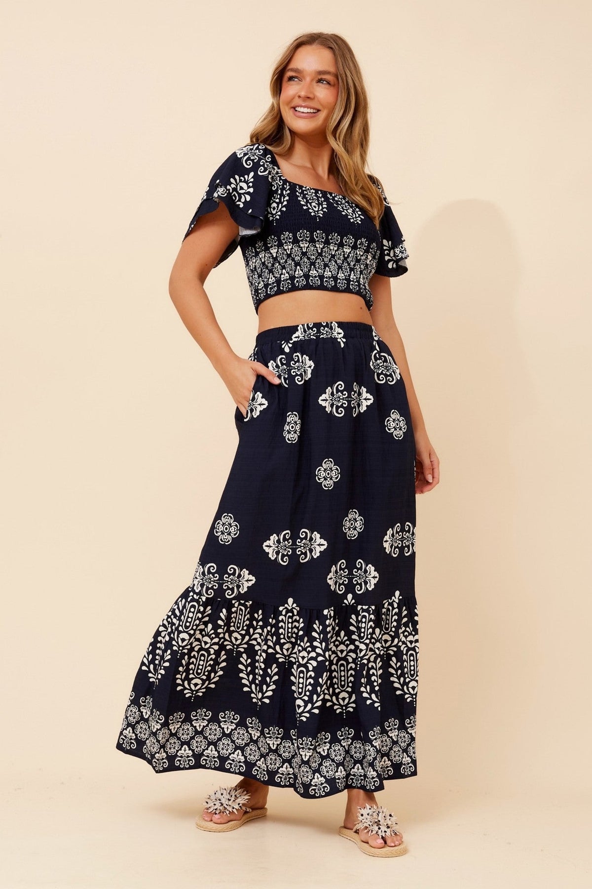 RIELLE BORDER PRINT SET (Navy)