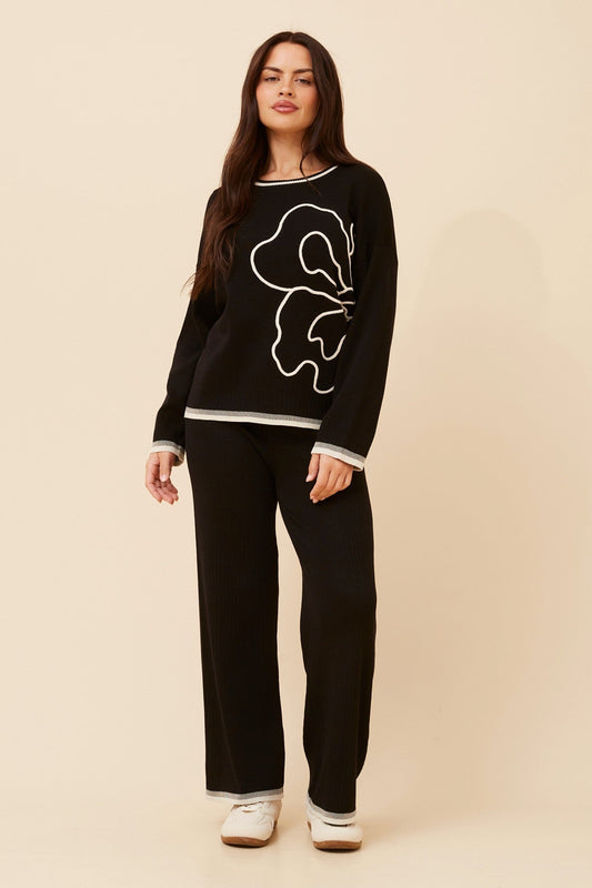ERLINDA TWO-PIECE KNIT SET (Black)