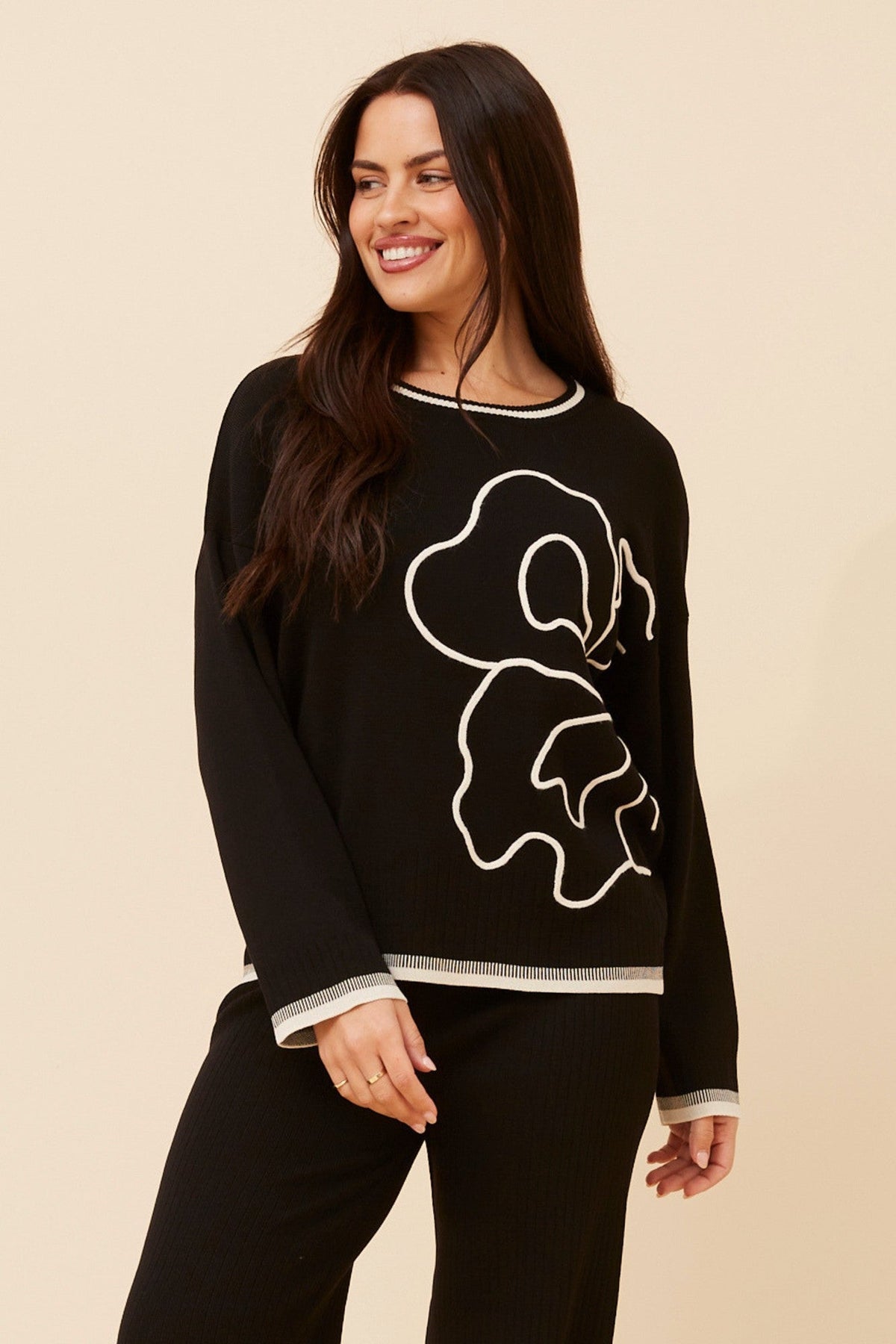 ERLINDA TWO-PIECE KNIT SET (Black)