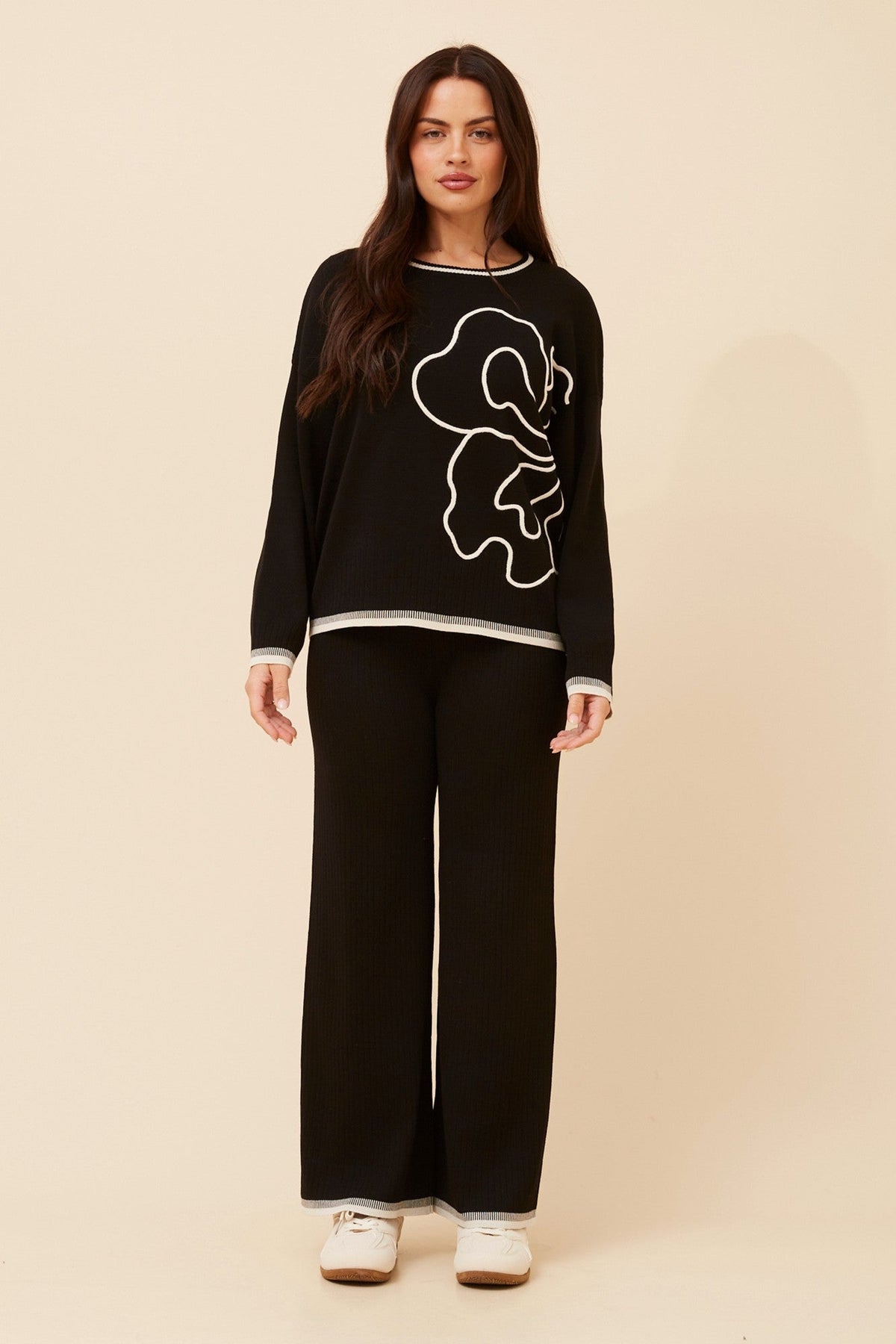 ERLINDA TWO-PIECE KNIT SET (Black)