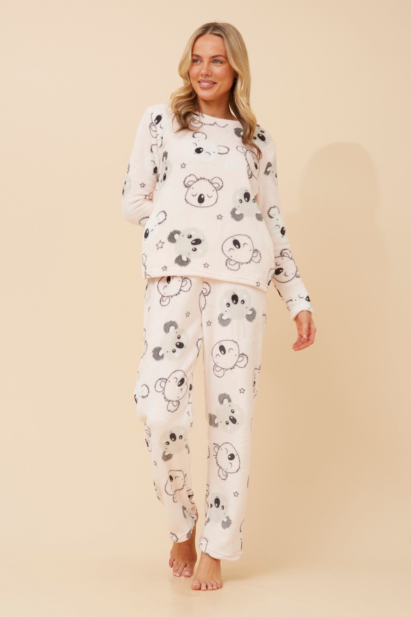 Image of Sleepwear & Loungewear. Product name - ZEN ANIMAL PRINT PYJAMA SET in Pale Pink colour by brand - Caroline Morgan Australia