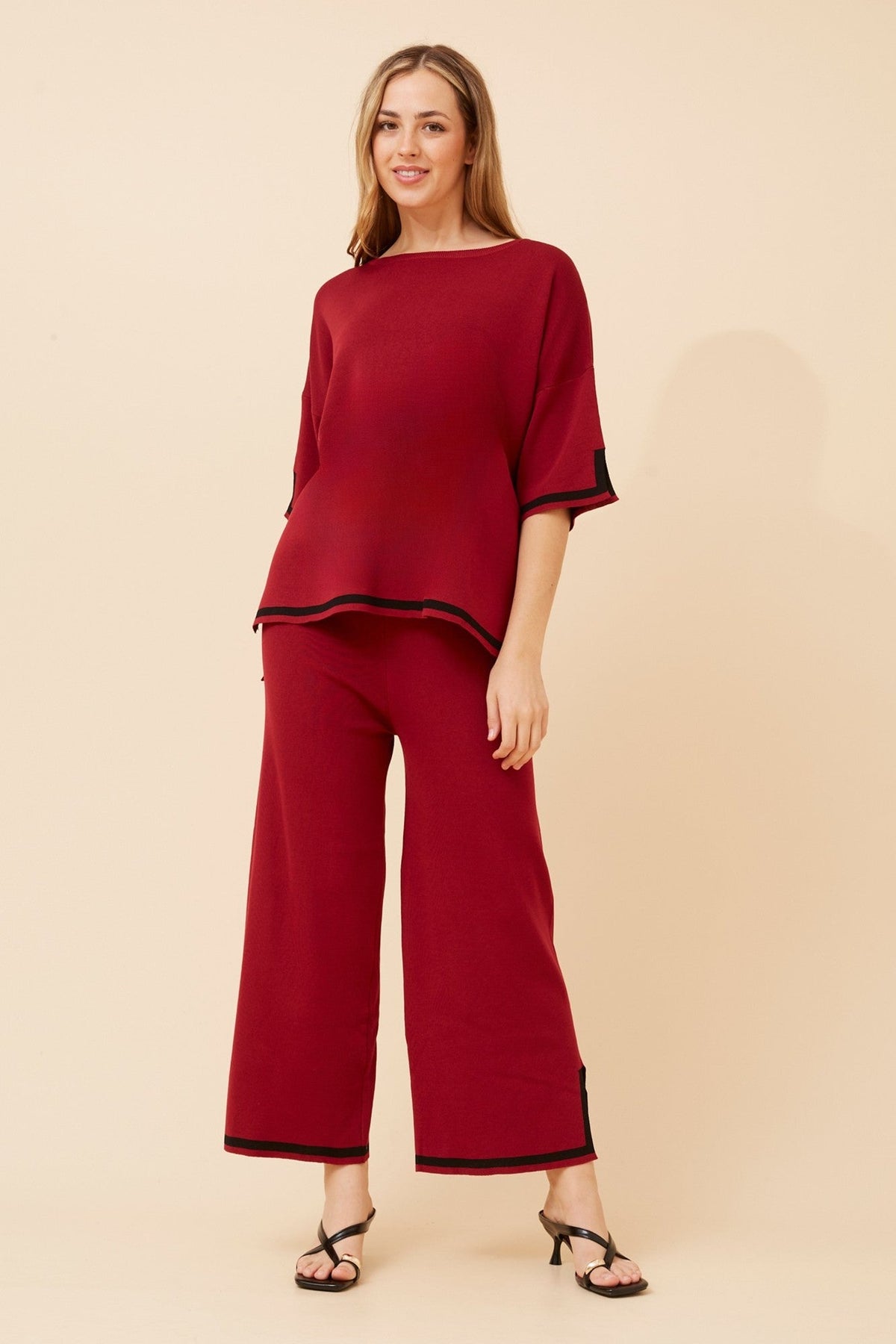 MITZY TWO-PIECE KNIT SET (Red Dahlia)