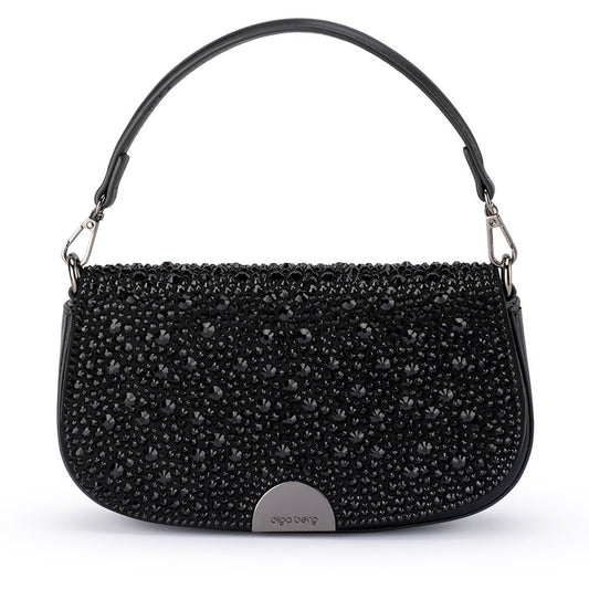 Image of Bags. Productname: SHANI Crystal Shoulder Bag in Black colour by brand - Olga Berg