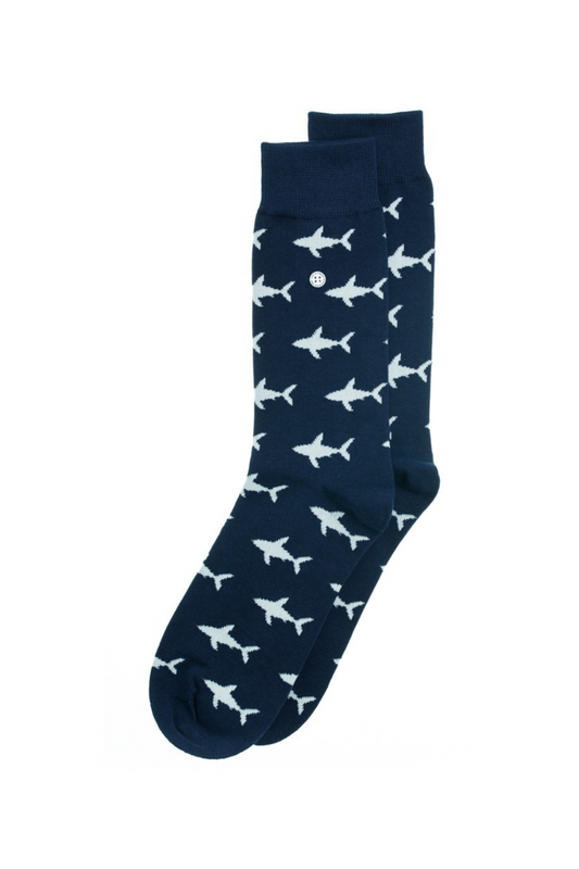 Image of Socks. Productname: Shark Attack Socks Navy Medium in Navy colour by brand - Kabana