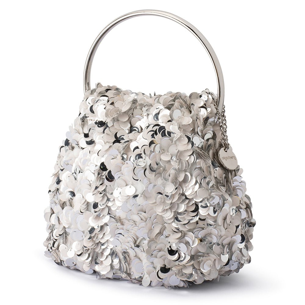 Olga Berg SHARMA Sequin Pouch (White)