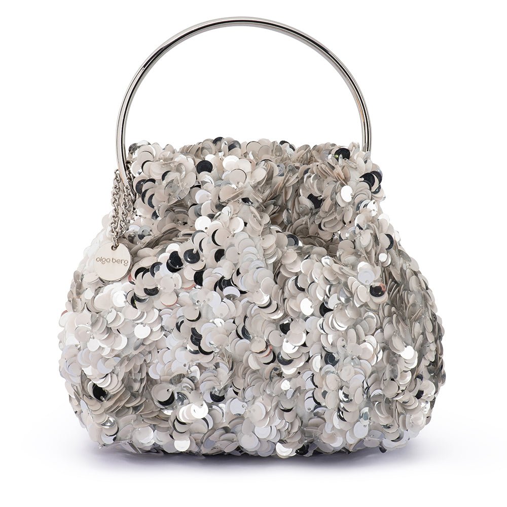 Olga Berg SHARMA Sequin Pouch (White)