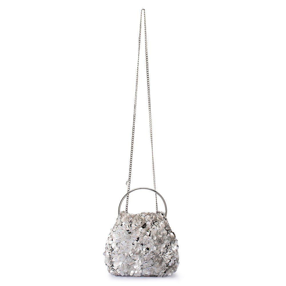 Olga Berg SHARMA Sequin Pouch (White)
