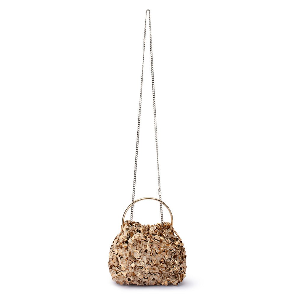 Olga Berg SHARMA Sequin Pouch (Natural)