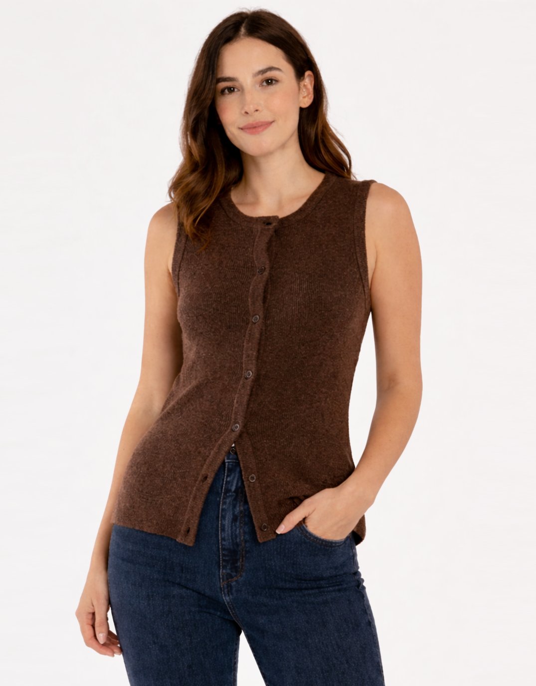 Betty Basics Shona Knit Vest (Espresso Brown)