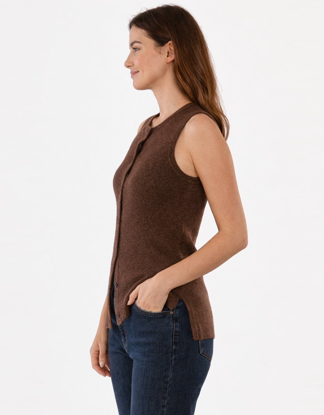 Betty Basics Shona Knit Vest (Espresso Brown)