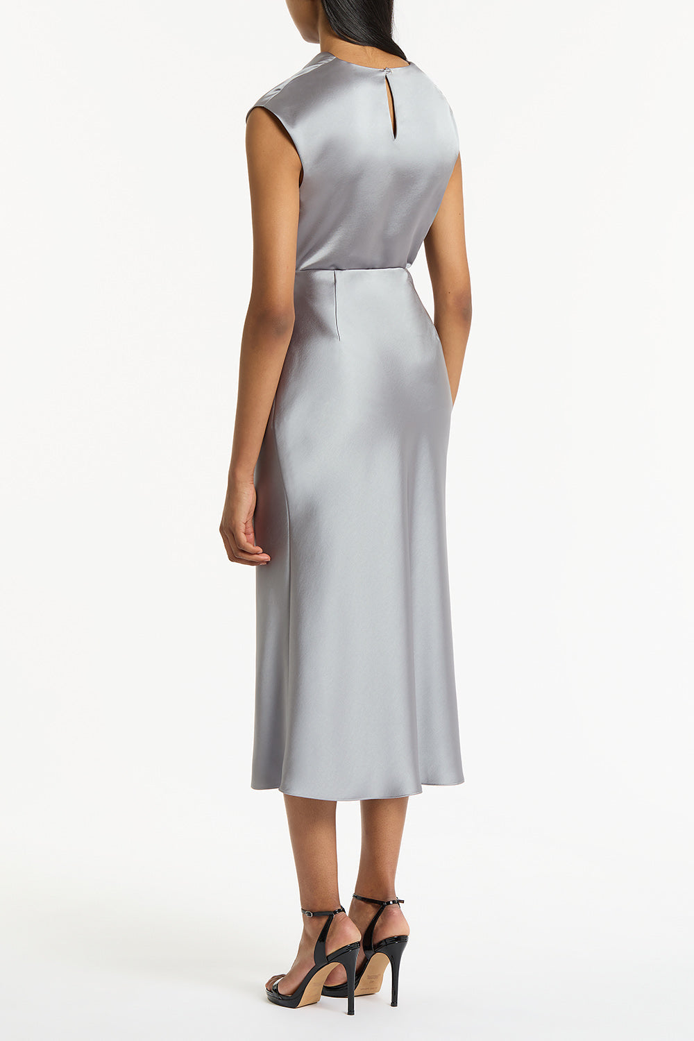 Carla Zampatti Satin Cowl Neck Top (Silver)