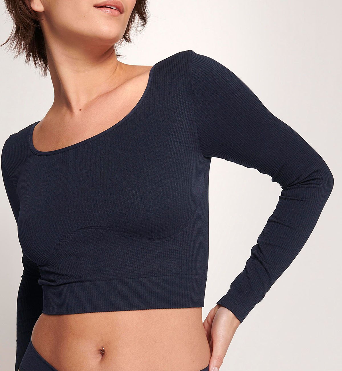 Image of Bras. Productname: Triumph Sloggi Ever Infused Aloe Crop Top Ls in Navy colour by brand - Triumph
