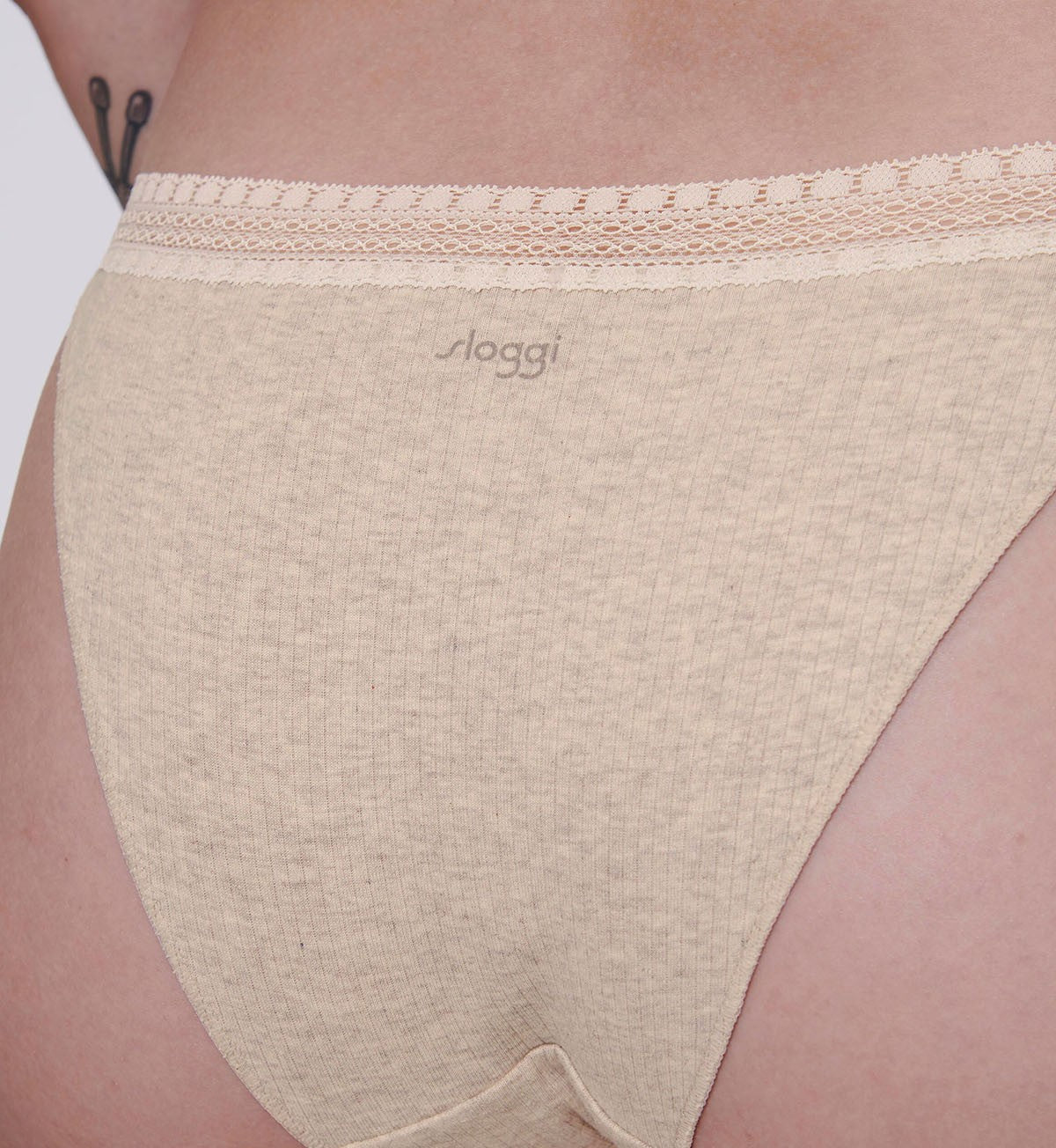 Triumph Sloggi Go Ribbed Considered Tanga 2 Pack (Grey Combination)