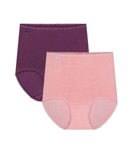 Image of Briefs. Productname: Triumph Sloggi Maxi 2 Pack in Pink & Purple Combination colour by brand - Triumph