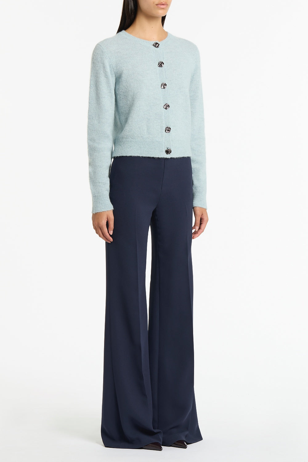 Carla Zampatti Snowbird Brushed Knit Cardigan (Blue)