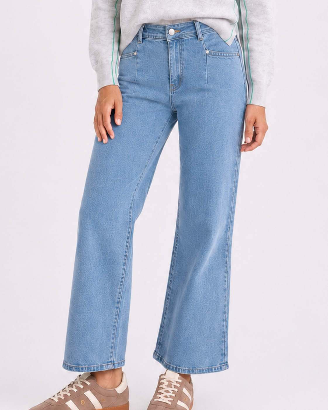 Image of Jeans. Product name - Sophia Cropped Stretch Jean Light Wash in Light Wash colour by brand - Country Denim
