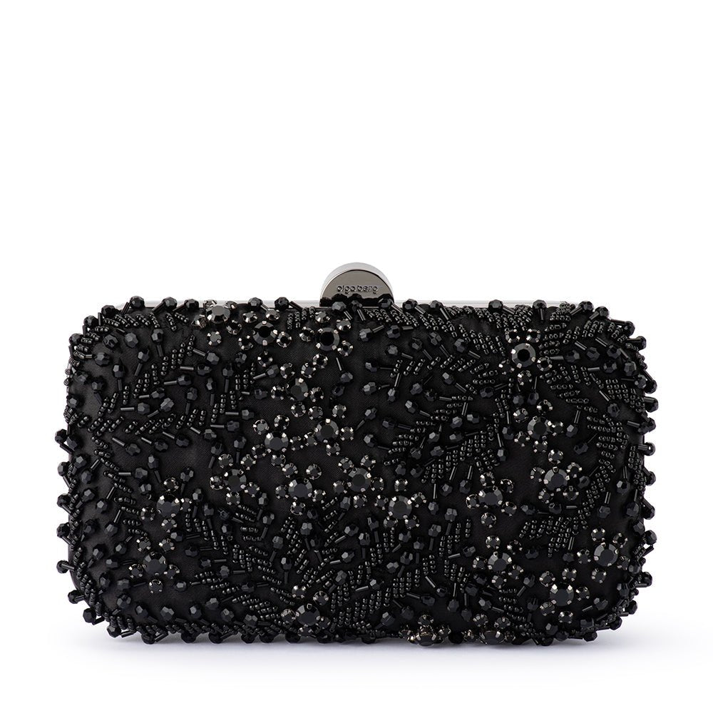 Olga Berg SOLANGE Beaded Clutch (Black)