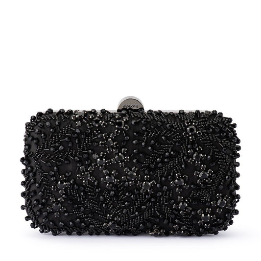 Olga Berg SOLANGE Beaded Clutch (Black)