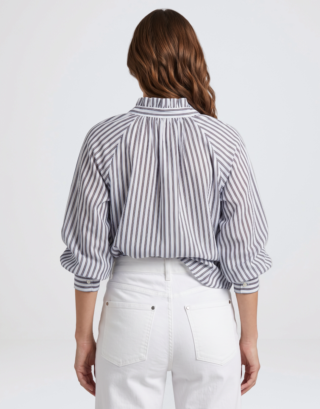 132 Fashion Sorrento Shirt (Mocha/Blue/White Stripe)