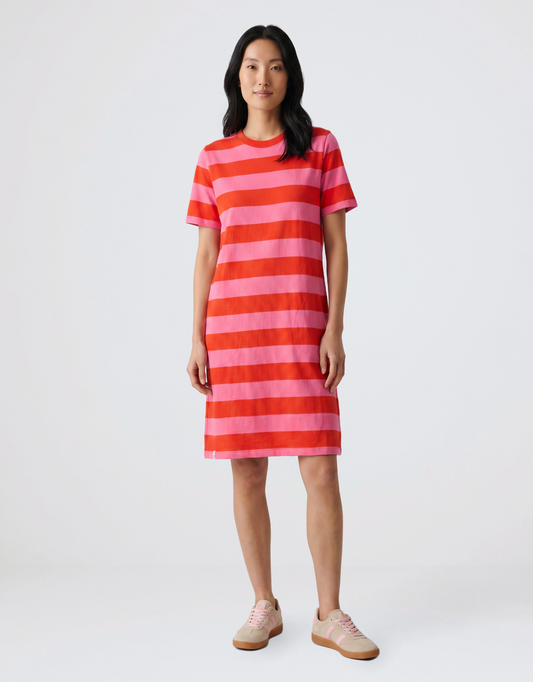 Image of Dresses. Product name - Spritz Stripe Dress Tangerine in Tangerine colour by brand - Elm
