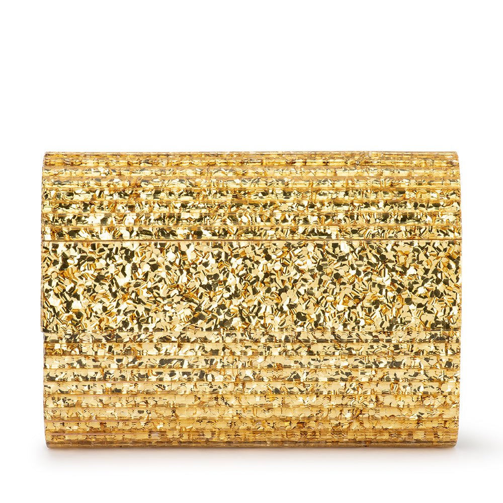 Olga Berg STACER Acrylic Foldover Clutch (Gold)