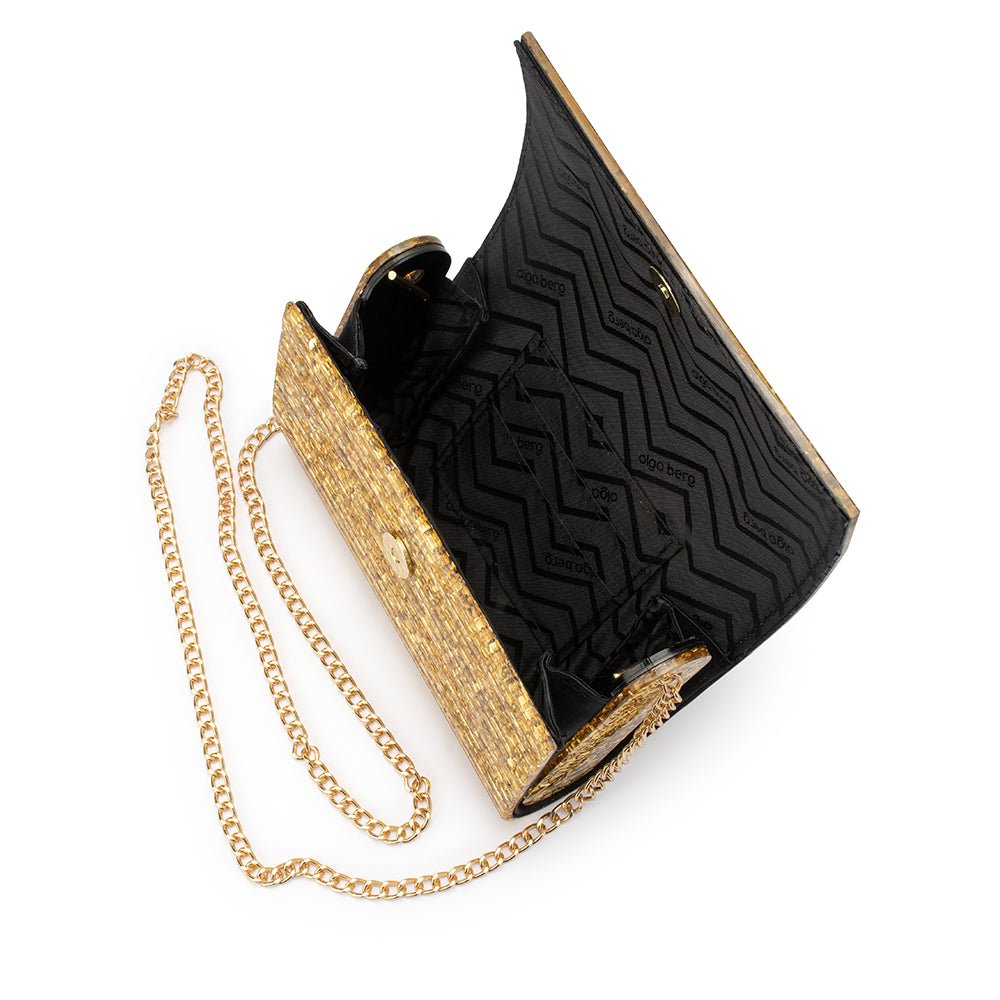 Olga Berg STACER Acrylic Foldover Clutch (Gold)