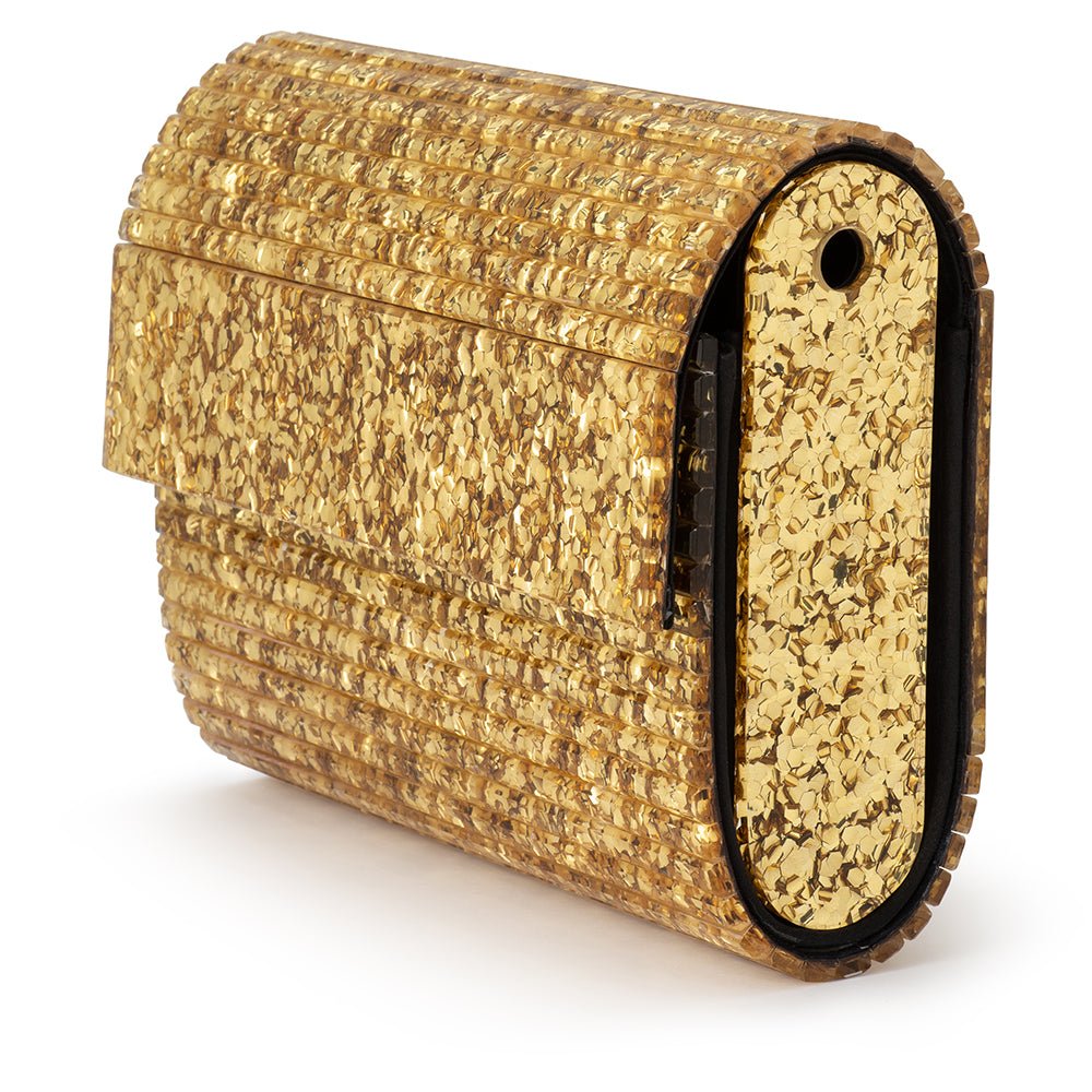 Olga Berg STACER Acrylic Foldover Clutch (Gold)