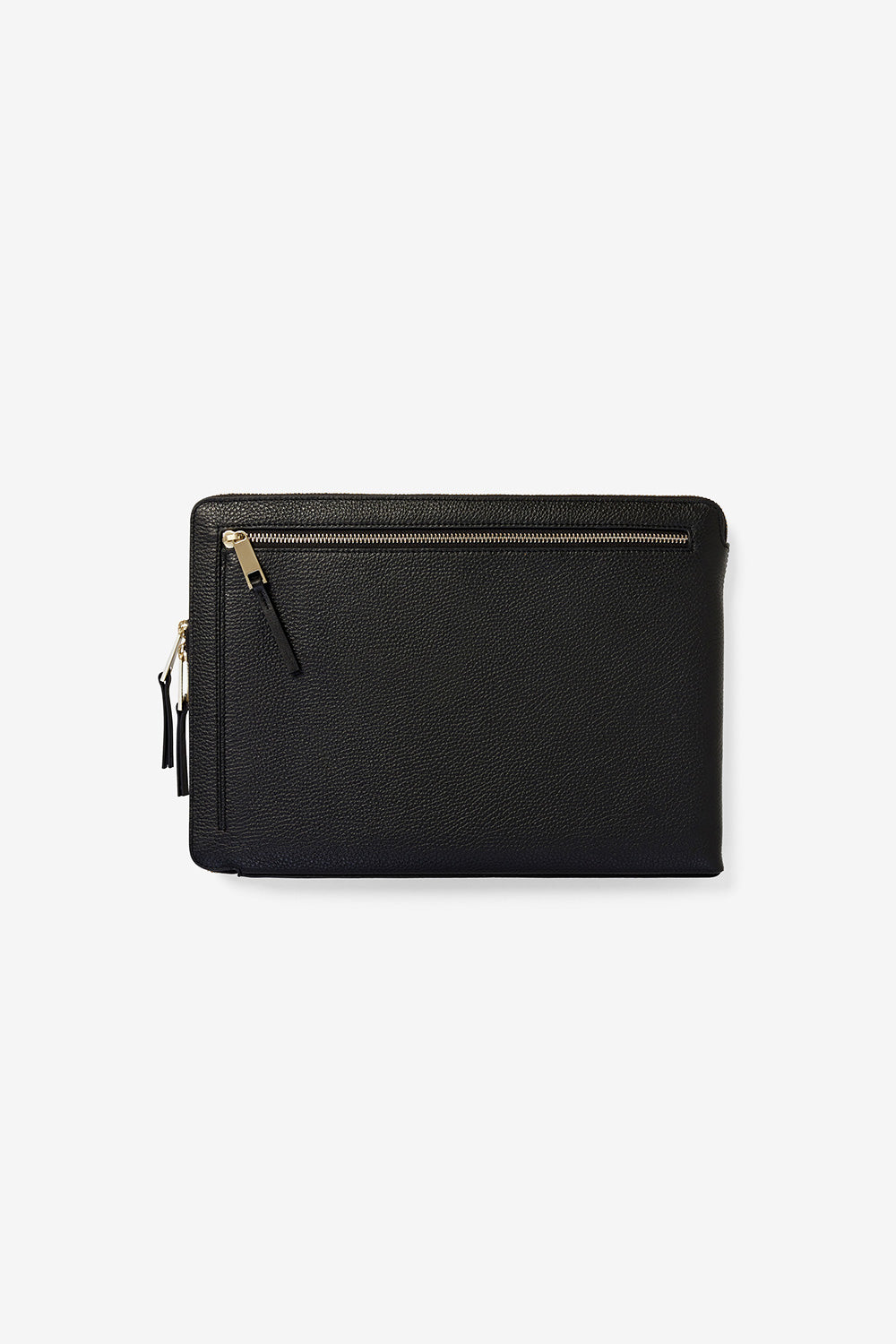 Image of Computer Accessories. Product name - STARK LAPTOP SLEEVE BLACK WITH LIGHT BRUSHED GOLD HARDWARE in Black colour by brand - KINNON