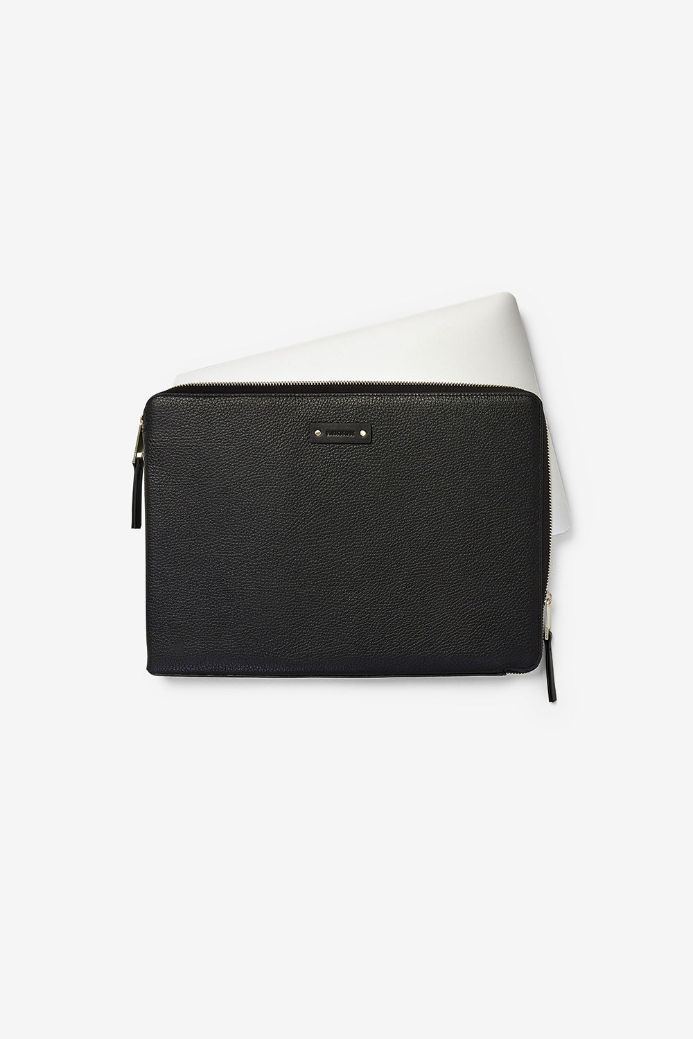 KINNON STARK LAPTOP SLEEVE WITH LIGHT BRUSHED GOLD HARDWARE (Black)