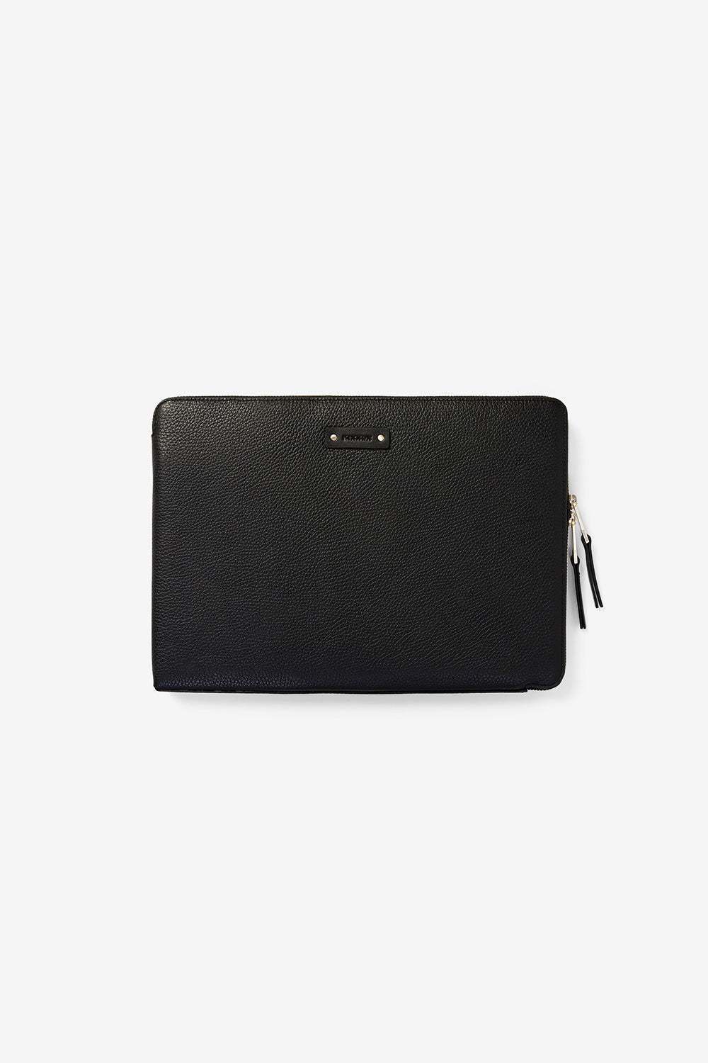 KINNON STARK LAPTOP SLEEVE WITH LIGHT BRUSHED GOLD HARDWARE (Black)