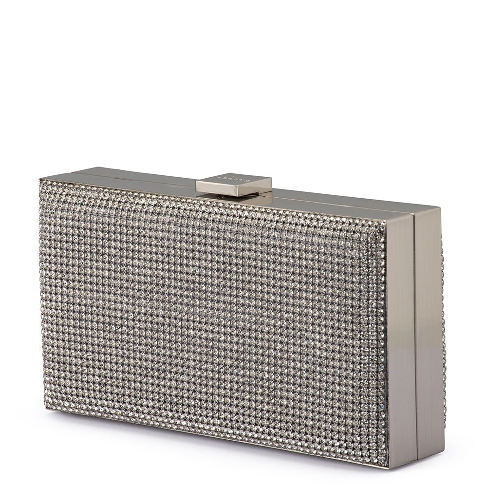Olga Berg STEF Crystal Box Clutch (Silver)