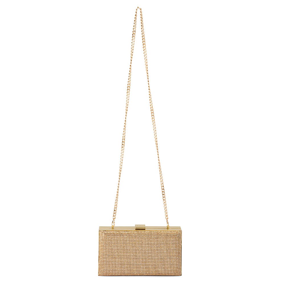 Olga Berg STEF Crystal Box Clutch (Gold)