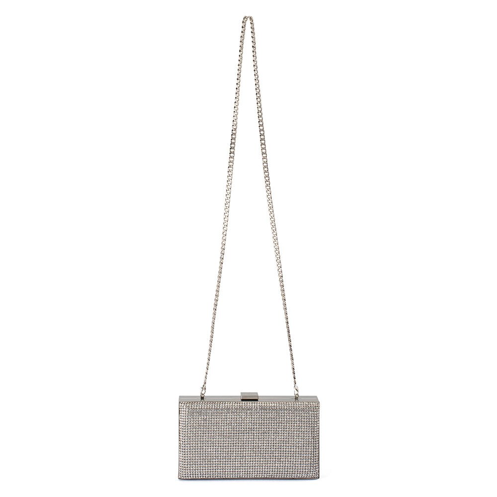 Olga Berg STEF Crystal Box Clutch (Silver)