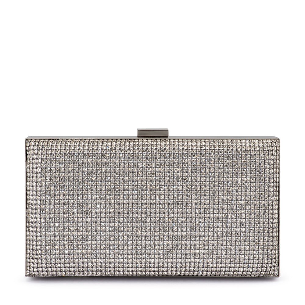 Olga Berg STEF Crystal Box Clutch (Silver)