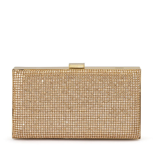 Olga Berg STEF Crystal Box Clutch (Gold)