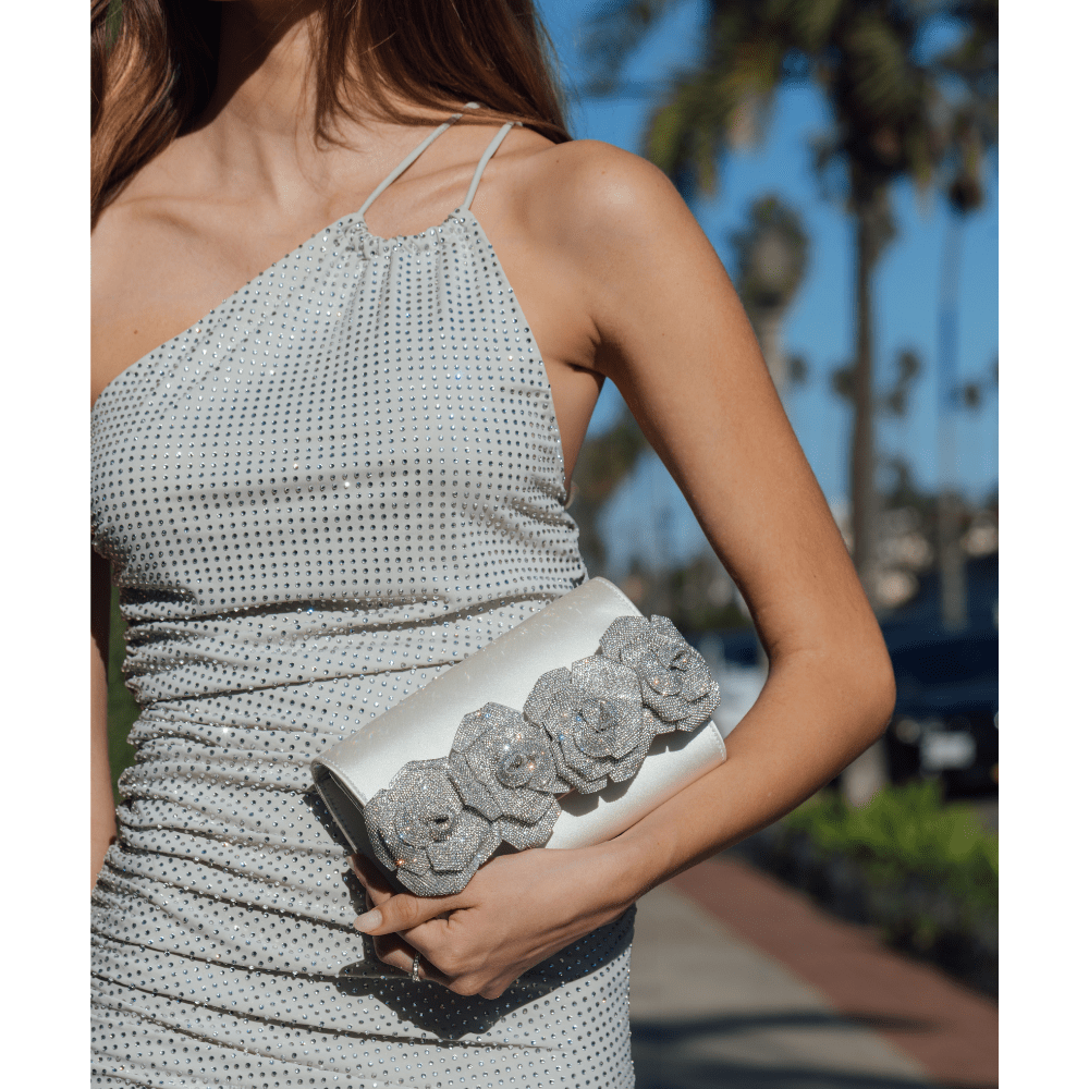 Olga Berg STELLA Rosette Clutch (White)