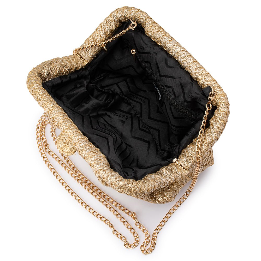 Olga Berg STEVIE Pleated Woven Clutch (Gold)