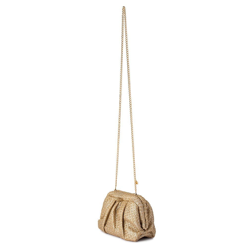 Olga Berg STEVIE Pleated Woven Clutch (Gold)