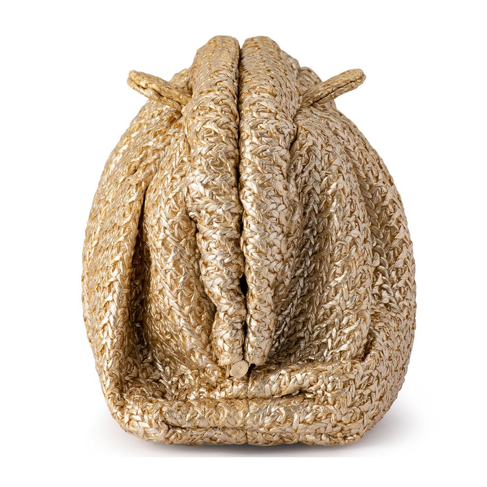 Olga Berg STEVIE Pleated Woven Clutch (Gold)