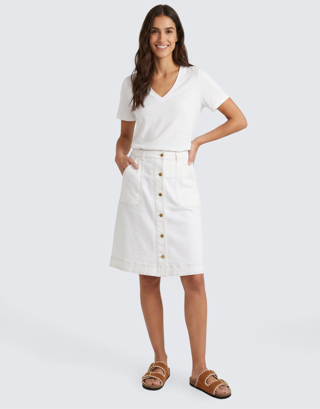 White & Co. Stevie Denim Skirt (White)