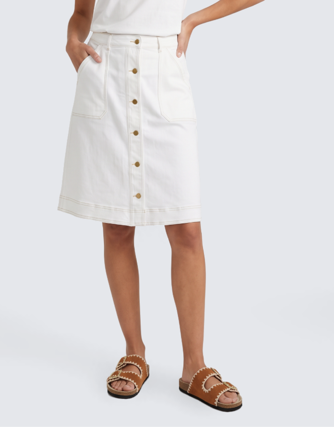 White & Co. Stevie Denim Skirt (White)