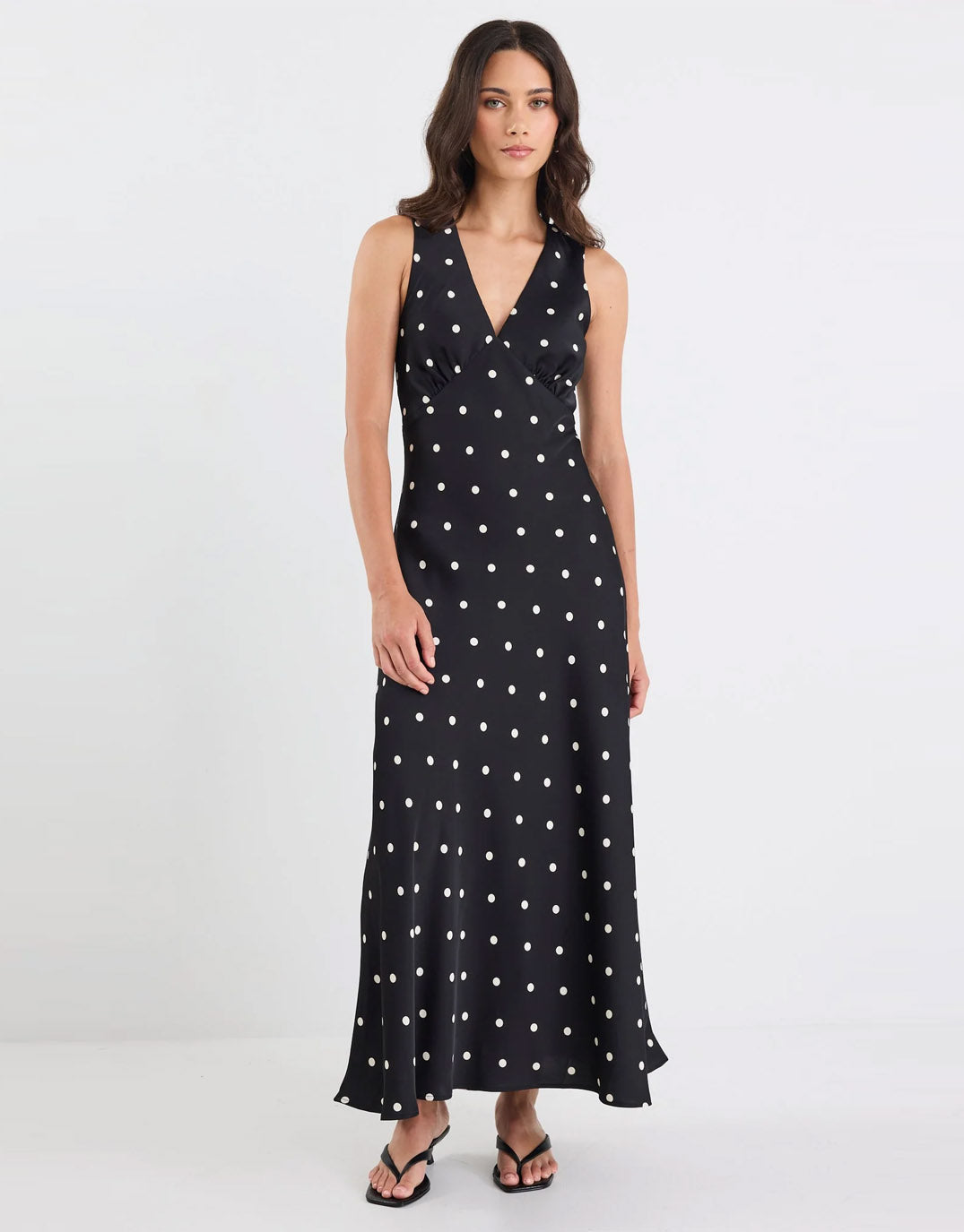 Stories Be Told Aston Maxi Dress (Black Large Polka Dot)
