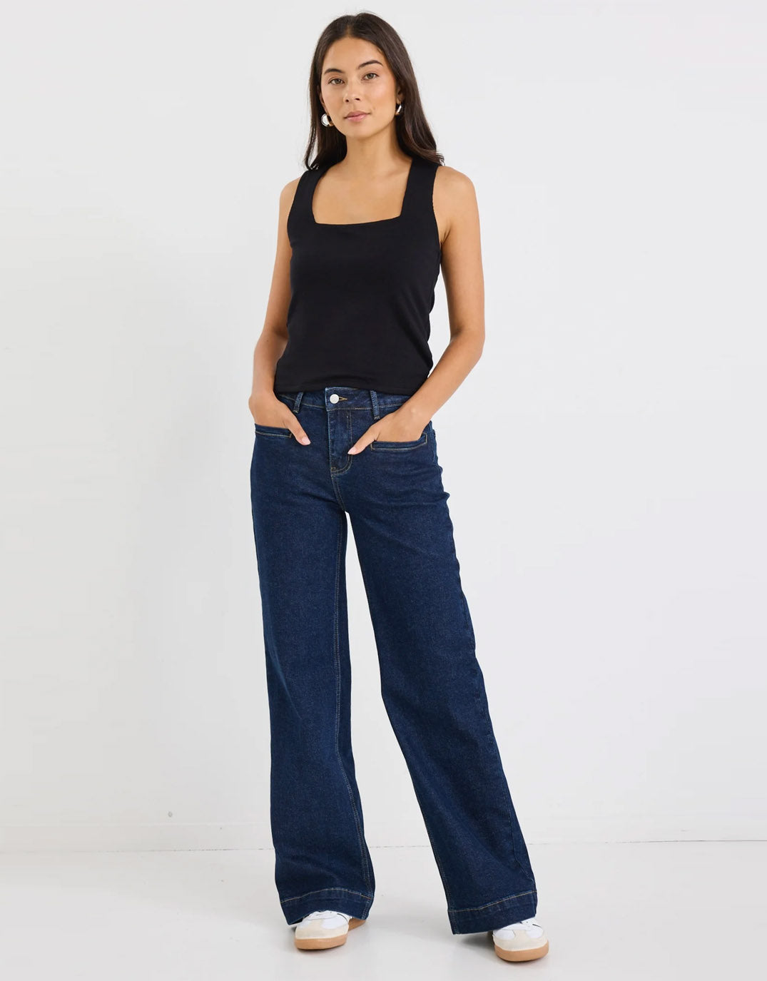 Concert Mid Rise Wide Leg Pocket Jean - (Indigo)